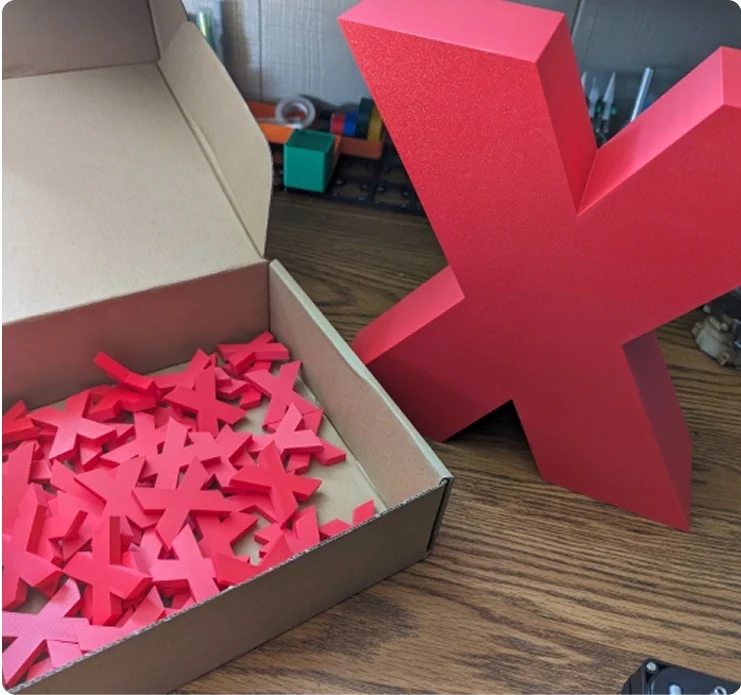 Tiny 3D printed red x